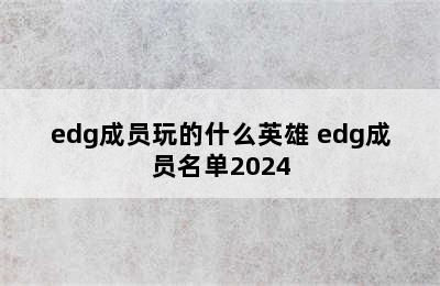 edg成员玩的什么英雄 edg成员名单2024